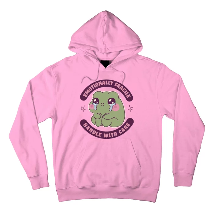 Emotionally Fragile Handle With Care Cute Crying Frog Hoodie