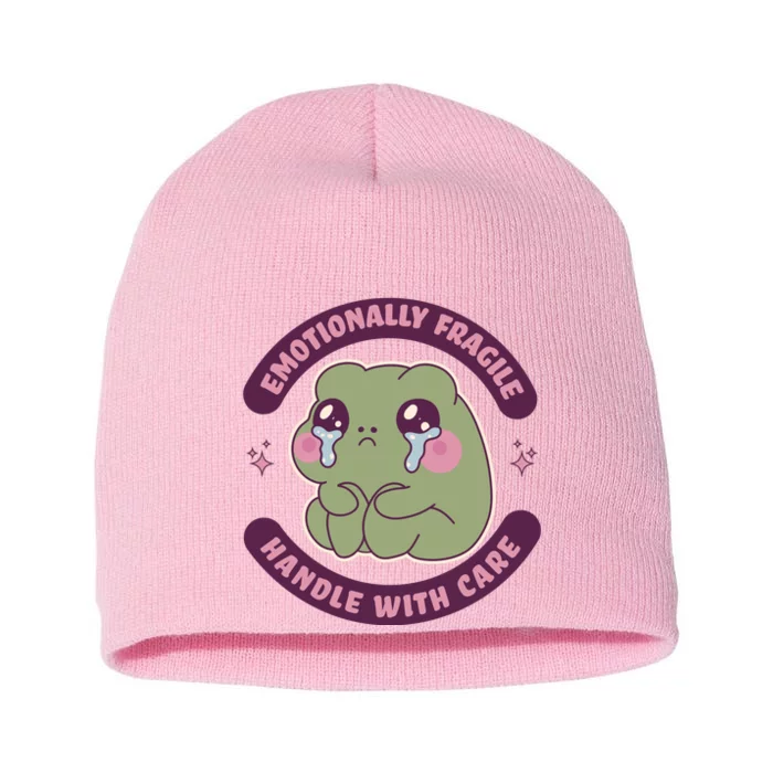 Emotionally Fragile Handle With Care Cute Crying Frog Short Acrylic Beanie