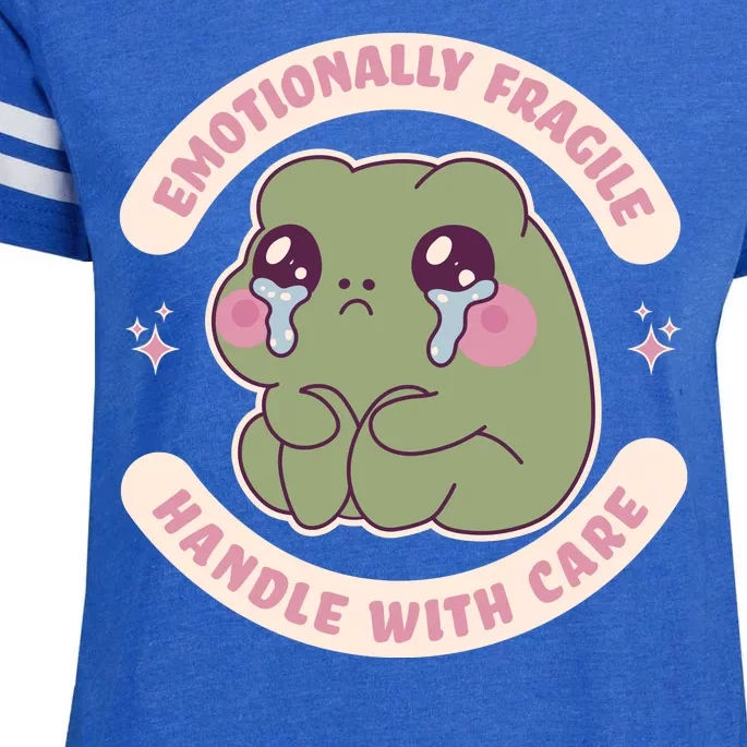 Emotionally Fragile Handle With Care Cute Crying Frog Enza Ladies Jersey Football T-Shirt