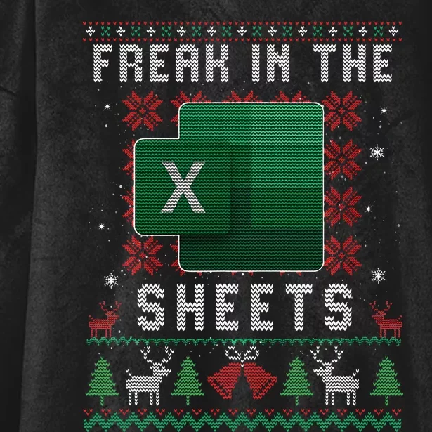 Excel Freak in the Sheets Spreadsheet Ugly Sweater xmas Hooded Wearable Blanket