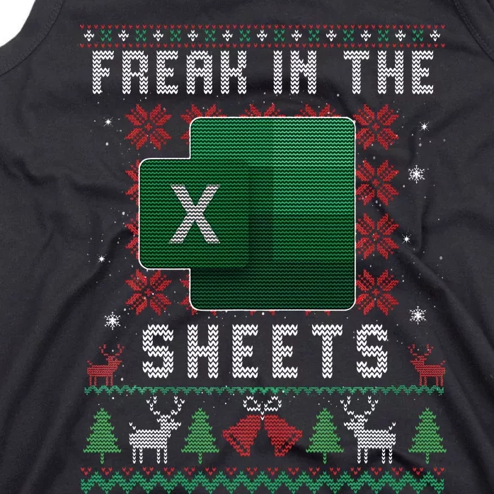 Excel Freak in the Sheets Spreadsheet Ugly Sweater xmas Tank Top