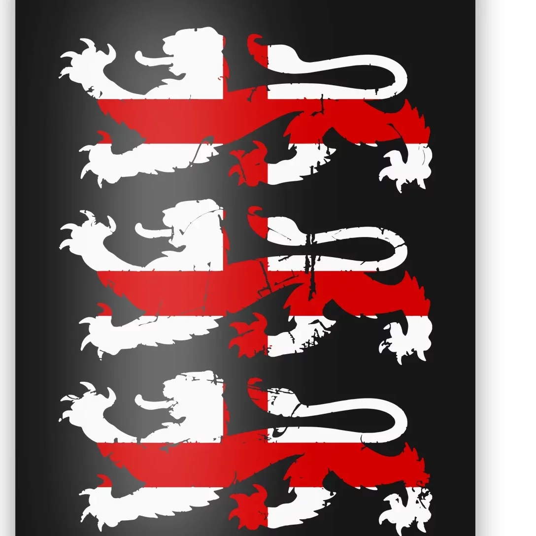 English Football Internaenglish Footbational Lion Cross Flag Soccer Team Premium Poster