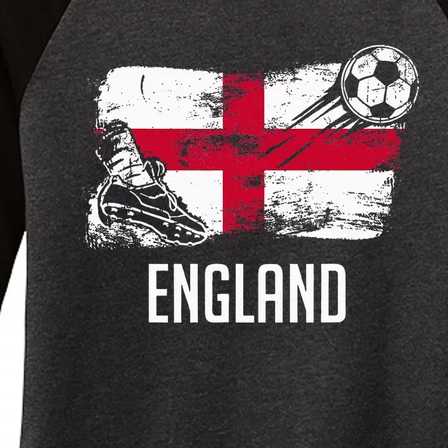 England Flag Jersey England Soccer Team England Women's Tri-Blend 3/4-Sleeve Raglan Shirt