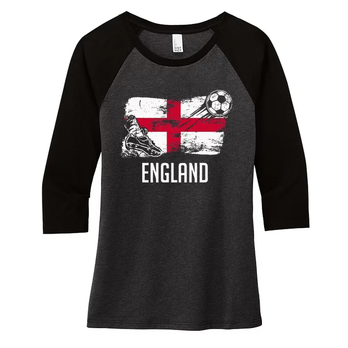 England Flag Jersey England Soccer Team England Women's Tri-Blend 3/4-Sleeve Raglan Shirt