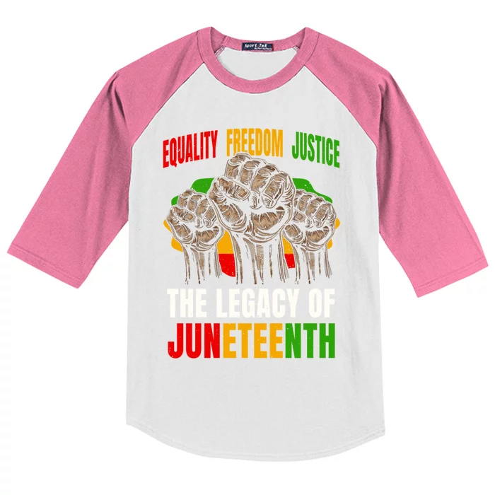 Equality Freedom Justice The Legacy Of Junenth Gift Kids Colorblock Raglan Jersey