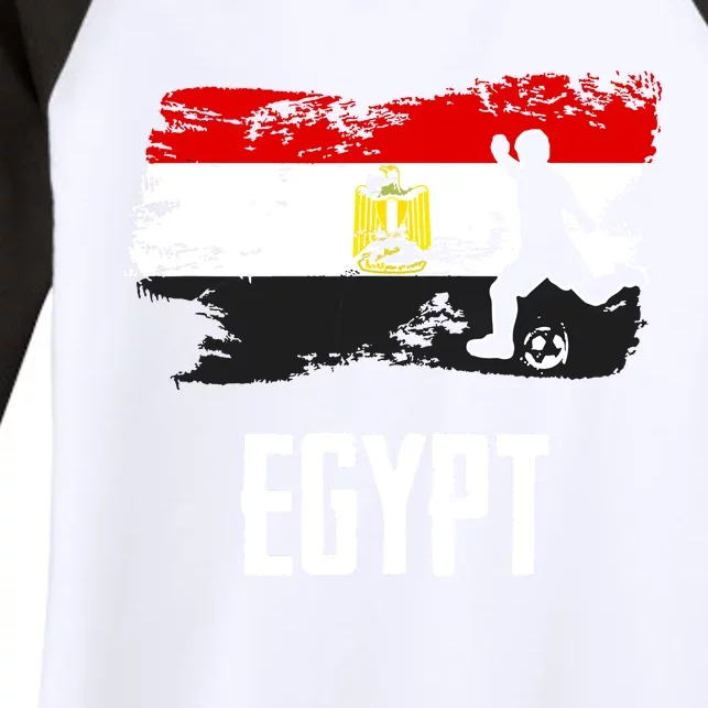 Egypt Flag Jersey Egyptian Soccer Team Egyptian Women's Tri-Blend 3/4-Sleeve Raglan Shirt