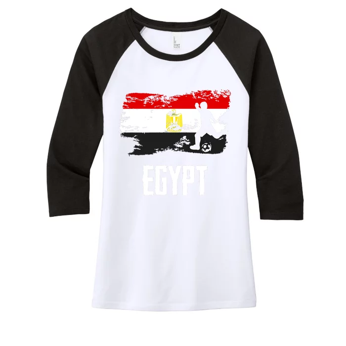 Egypt Flag Jersey Egyptian Soccer Team Egyptian Women's Tri-Blend 3/4-Sleeve Raglan Shirt