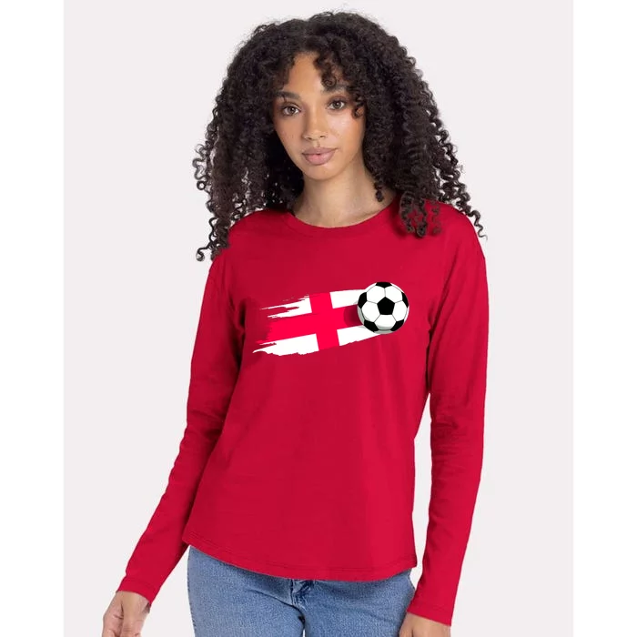 England Flag Jersey England Soccer Team England Womens Cotton Relaxed Long Sleeve T-Shirt