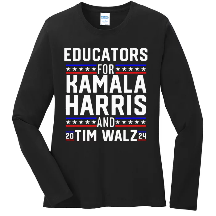 Educators For Kamala Harris Tim Walz 2024 For President Vp Ladies Long Sleeve Shirt