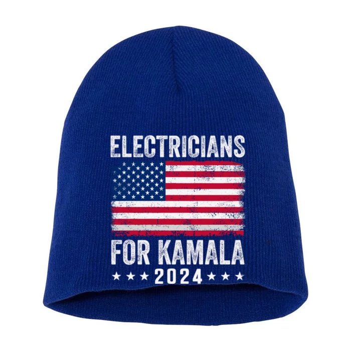 Electricians For Kamala 2024 Gift Short Acrylic Beanie