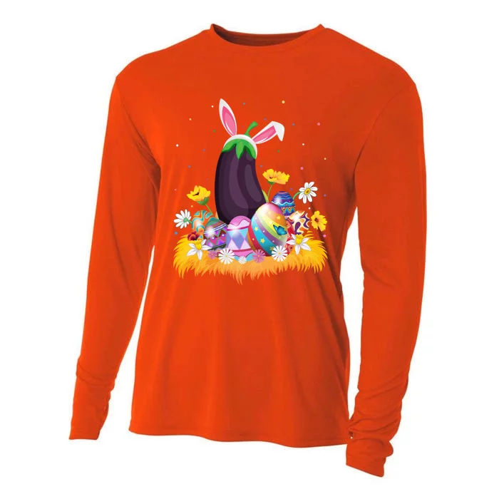 Eggplant Fruit Lover Easter Egg Funny Eggplant Easter Sunday Gift Cooling Performance Long Sleeve Crew