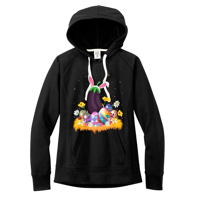 Eggplant Fruit Lover Easter Egg Funny Eggplant Easter Sunday Gift Women's Fleece Hoodie