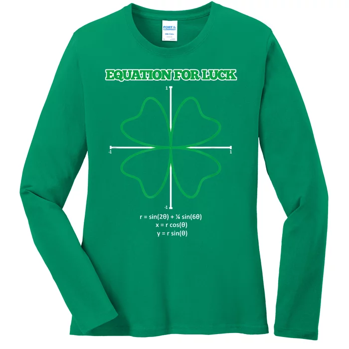 Equation for Luck Clover Irish Math Funny Teacher Gift Idea Ladies Long Sleeve Shirt