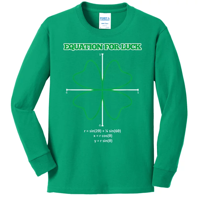 Equation for Luck Clover Irish Math Funny Teacher Gift Idea Kids Long Sleeve Shirt