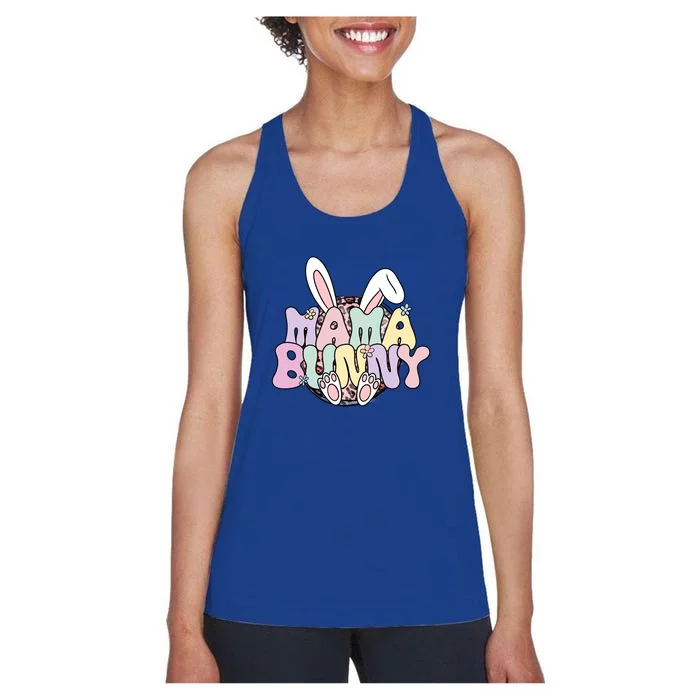 Easter Family Matching Outfits Pastel Color, Mama Bunny Easter Day Women's Racerback Tank