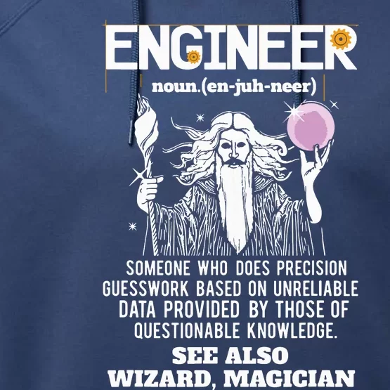 Engineer Funny Mechanical Civil Engineering Wizard Performance Fleece Hoodie