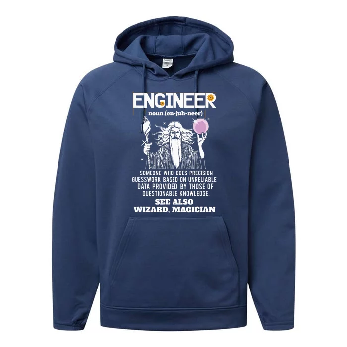 Engineer Funny Mechanical Civil Engineering Wizard Performance Fleece Hoodie