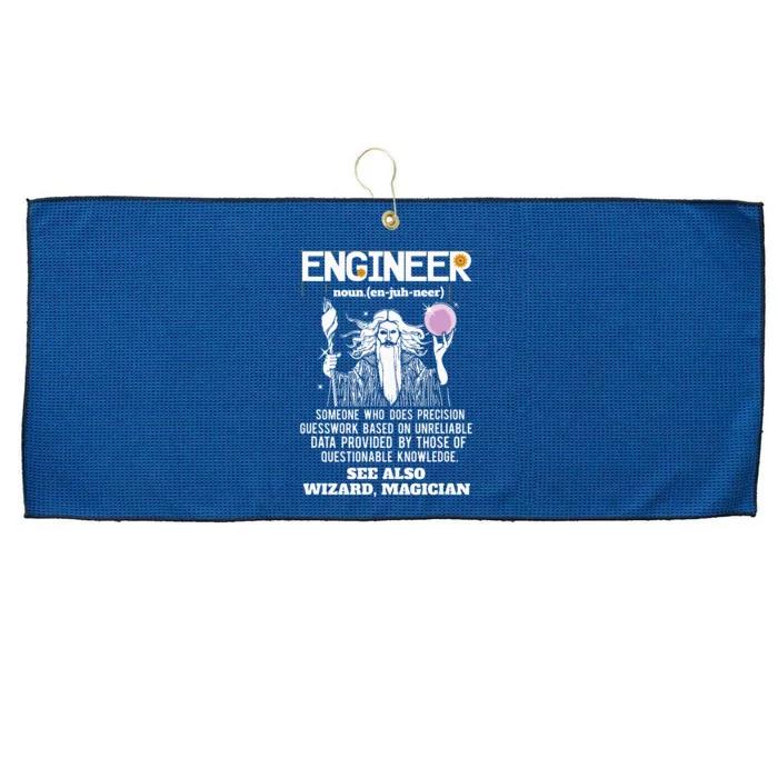 Engineer Funny Mechanical Civil Engineering Wizard Large Microfiber Waffle Golf Towel