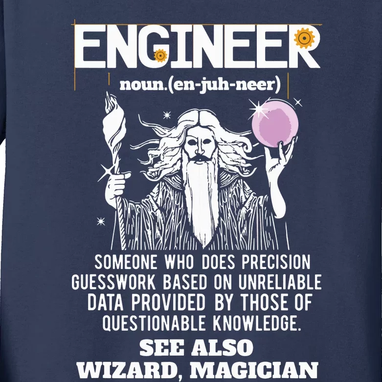 Engineer Funny Mechanical Civil Engineering Wizard Kids Long Sleeve Shirt