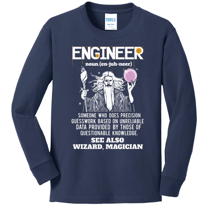 Engineer Funny Mechanical Civil Engineering Wizard Kids Long Sleeve Shirt