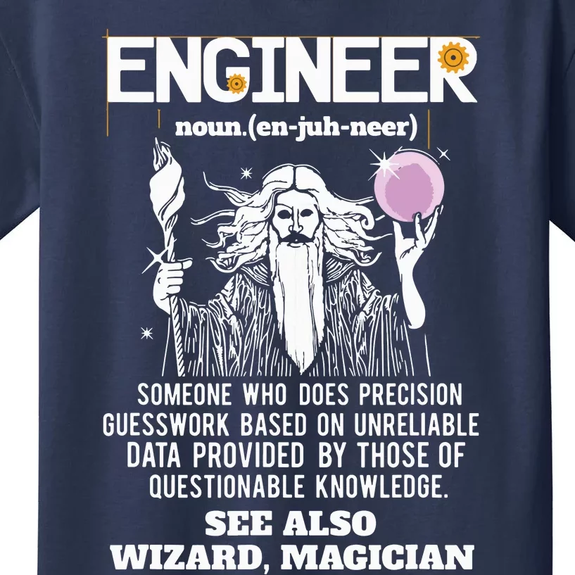 Engineer Funny Mechanical Civil Engineering Wizard Kids T-Shirt