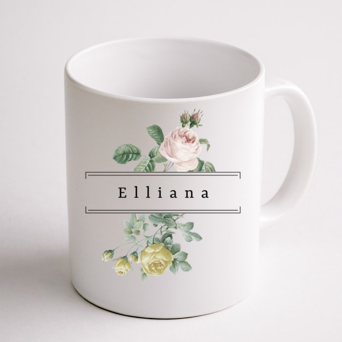 Elliana First Name Vintage Roses Wedding Shower Rose Gift Front & Back Coffee Mug