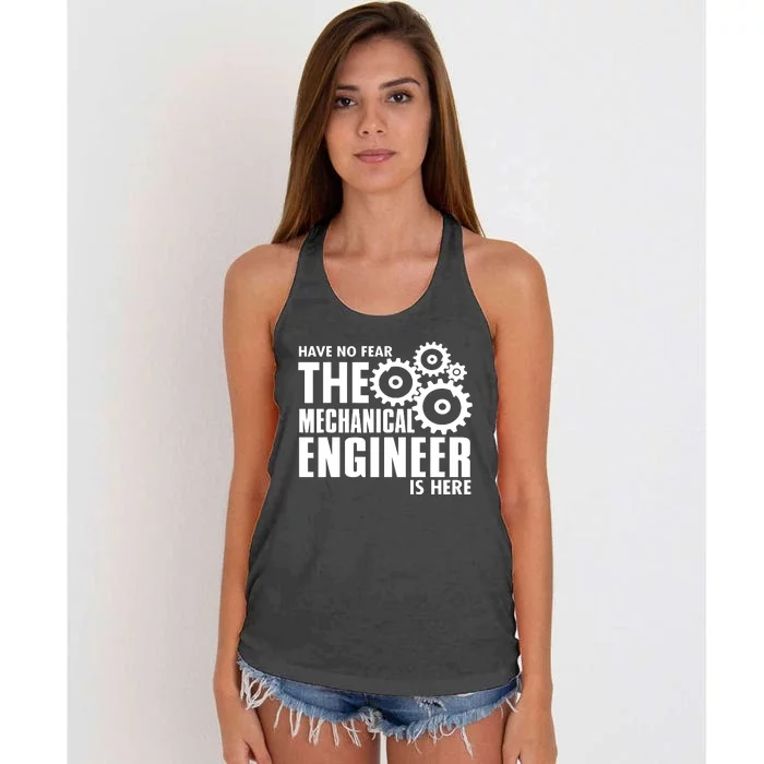 Engineer Funny No Fear Mechanical Engineer Is Here Women's Knotted Racerback Tank