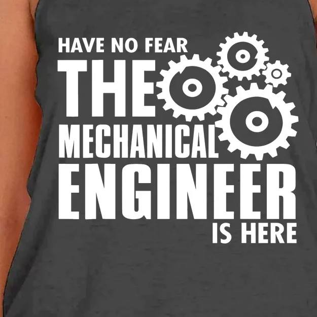 Engineer Funny No Fear Mechanical Engineer Is Here Women's Knotted Racerback Tank