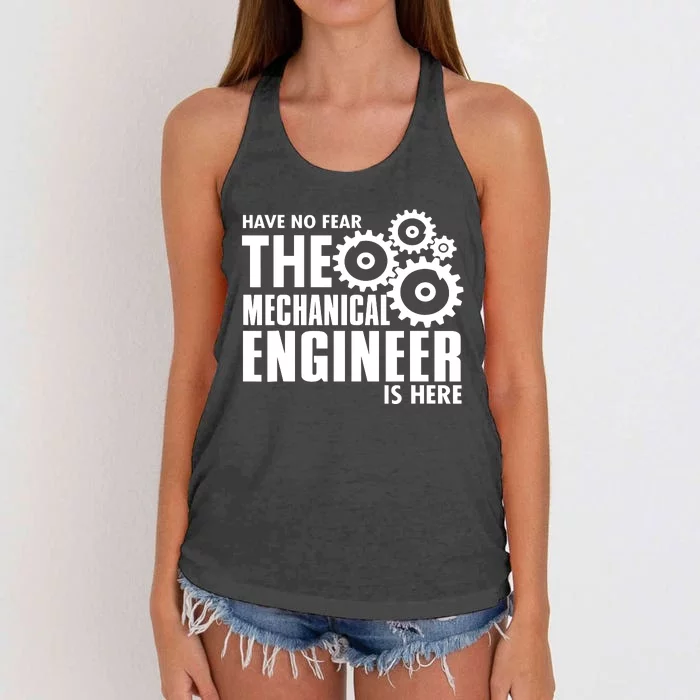 Engineer Funny No Fear Mechanical Engineer Is Here Women's Knotted Racerback Tank