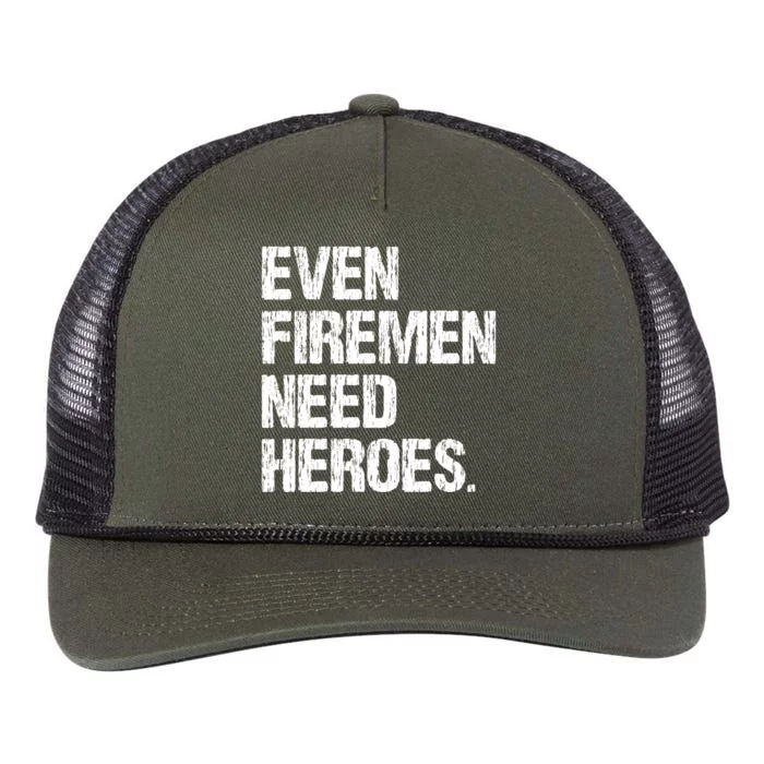 Even Fire Need Heroes Funny Powerline Technician Vintage Gift Retro Rope Trucker Hat Cap