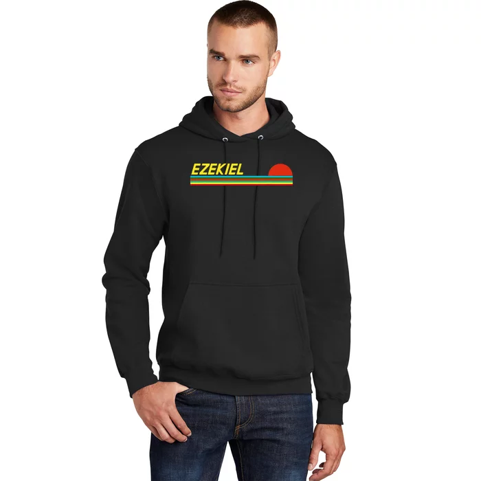 Ezekiel First Name Logo Retro Sunset Surfer Style Ezekiel Hoodie