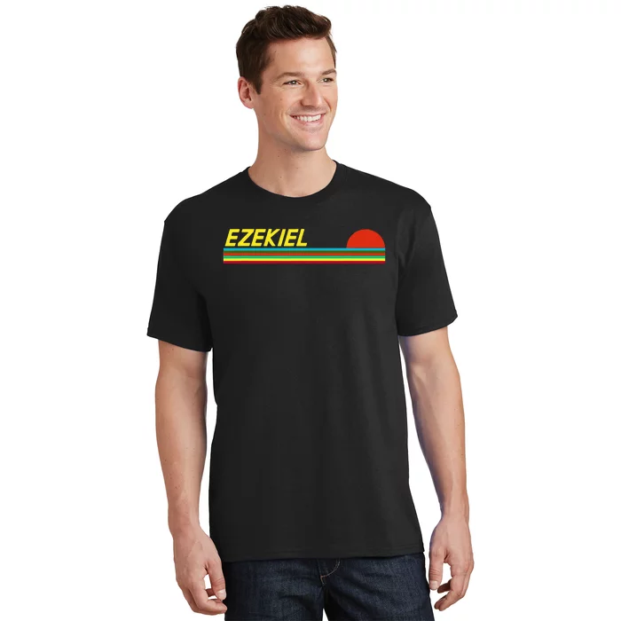 Ezekiel First Name Logo Retro Sunset Surfer Style Ezekiel T-Shirt