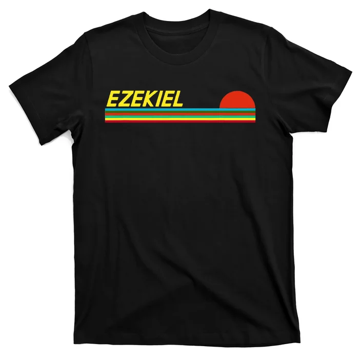 Ezekiel First Name Logo Retro Sunset Surfer Style Ezekiel T-Shirt