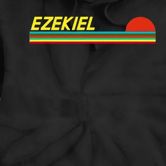 Ezekiel First Name Logo Retro Sunset Surfer Style Ezekiel Tie Dye Hoodie