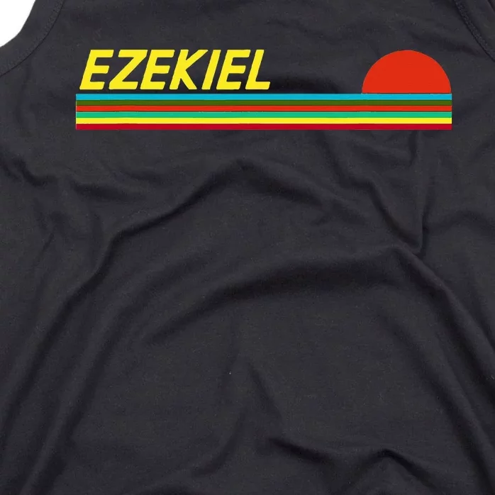 Ezekiel First Name Logo Retro Sunset Surfer Style Ezekiel Tank Top