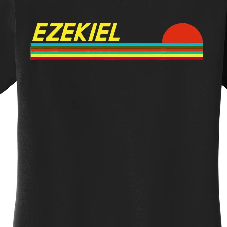 Ezekiel First Name Logo Retro Sunset Surfer Style Ezekiel Women's T-Shirt