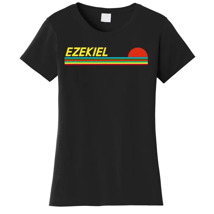 Ezekiel First Name Logo Retro Sunset Surfer Style Ezekiel Women's T-Shirt