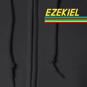 Ezekiel First Name Logo Retro Sunset Surfer Style Ezekiel Full Zip Hoodie