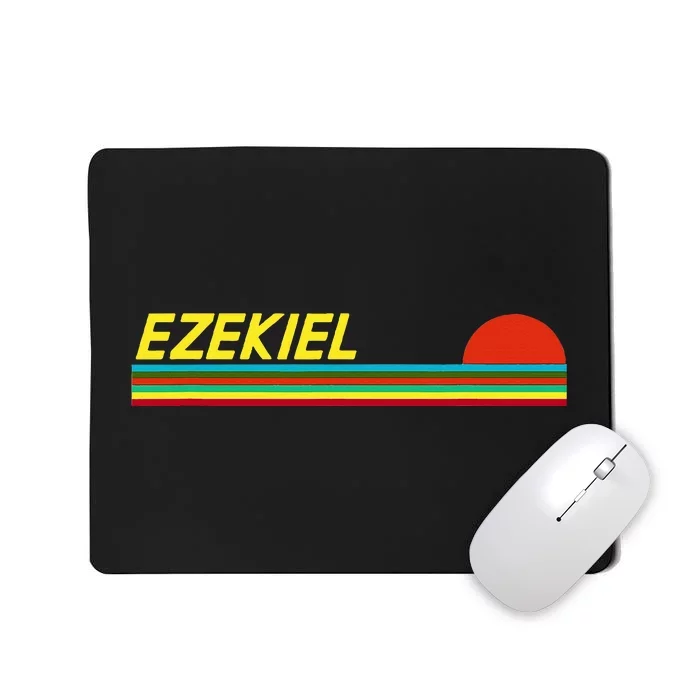 Ezekiel First Name Logo Retro Sunset Surfer Style Ezekiel Mousepad