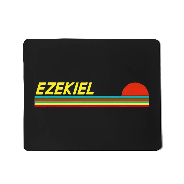 Ezekiel First Name Logo Retro Sunset Surfer Style Ezekiel Mousepad