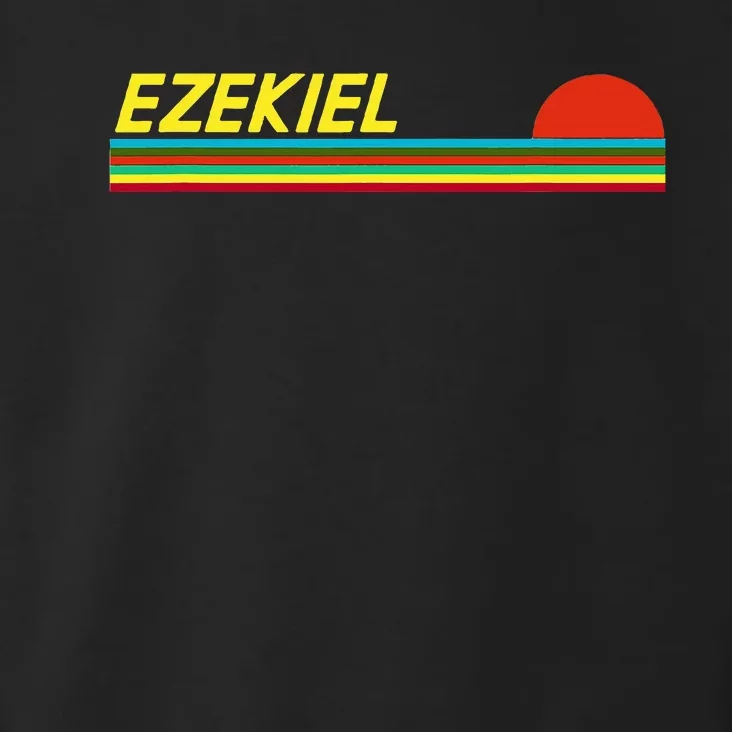 Ezekiel First Name Logo Retro Sunset Surfer Style Ezekiel Toddler Hoodie