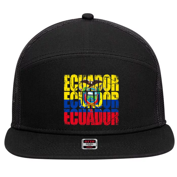 Ecuador flag of Ecuador Ecuador Flag 7 Panel Mesh Trucker Snapback Hat