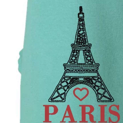 Embroidered France Paris Eiffel Tower Embroidery Doggie 3-End Fleece Hoodie