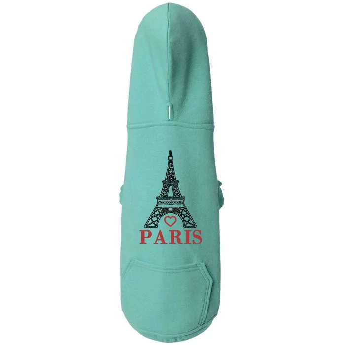 Embroidered France Paris Eiffel Tower Embroidery Doggie 3-End Fleece Hoodie