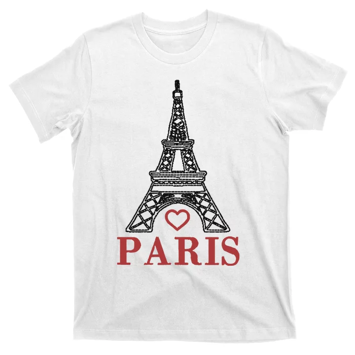 Embroidered France Paris Eiffel Tower Embroidery T-Shirt