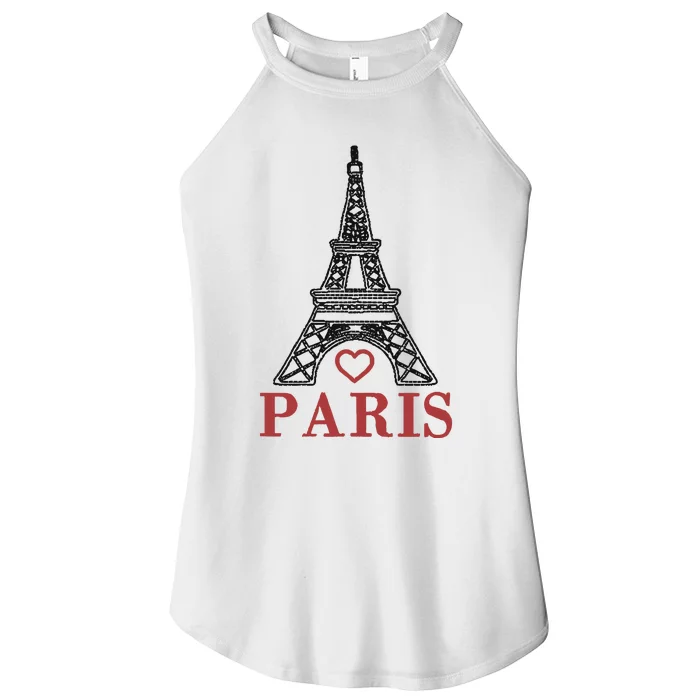 Embroidered France Paris Eiffel Tower Embroidery Women’s Perfect Tri Rocker Tank