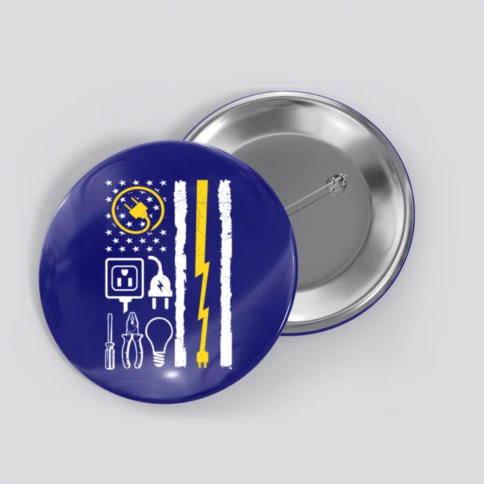 Electrician Flag Patriotic Electrical Worker Great Gift Button