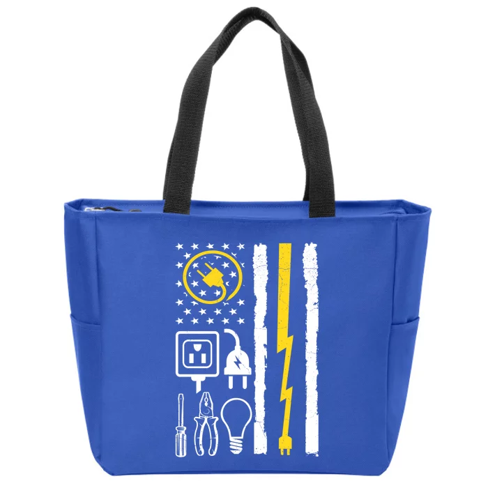 Electrician Flag Patriotic Electrical Worker Great Gift Zip Tote Bag