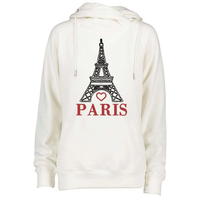 Embroidered France Paris Eiffel Tower Embroidery Womens Funnel Neck Pullover Hood