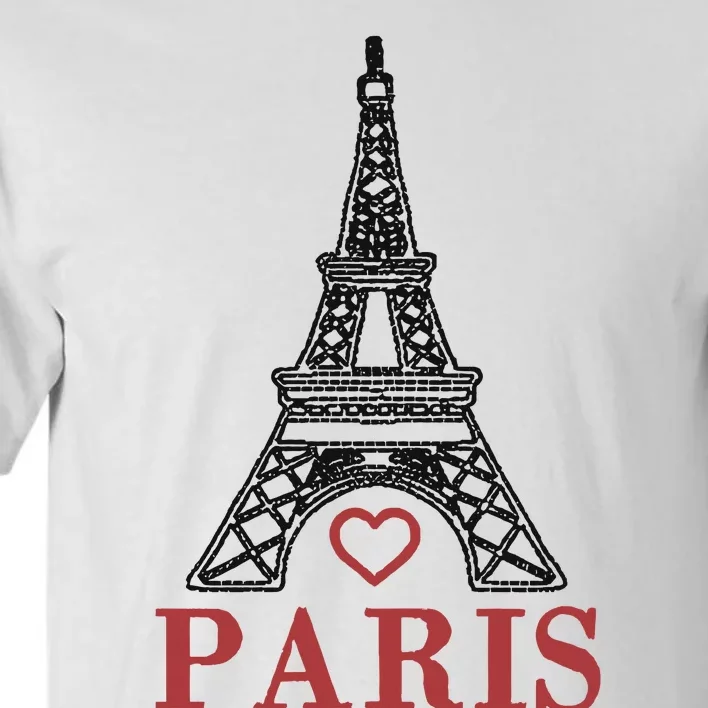 Embroidered France Paris Eiffel Tower Embroidery Tall T-Shirt